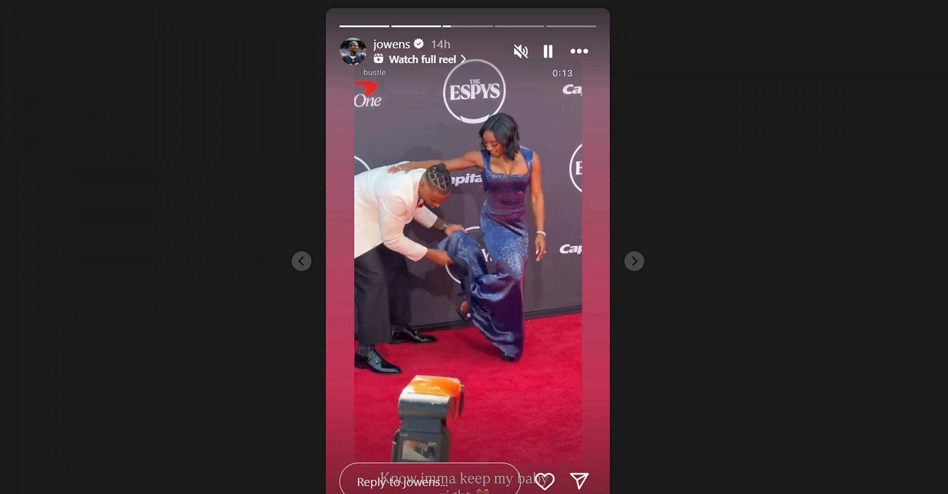 Jonathan Owens drops wholesome message reacting to romantic ESPYs red carpet moment with Simone Biles/@jowens